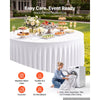 VEVOR Spandex Tablecloth with Skirt, 60-in Round Table Covers 6 Pack, White, for Party Wedding Banquet Festival, Washable, Reusable, One-Piece, Tight, Fitted Table Cloth with Pleated Skirt