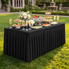 VEVOR Spandex Tablecloth with Skirt, 6 ft Rectangular Covers, 6 Pack, Black, for Party Wedding Banquet Festival, Washable, Reusable, One-Piece, Tight, Fitted Table Cloth with Pleated Skirt