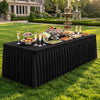 VEVOR Spandex Tablecloth with Skirt, 8 ft Rectangular Covers, 6 Pack, Black, for Party Wedding Banquet Festival, Washable, Reusable, One-Piece, Tight, Fitted Table Cloth with Pleated Skirt