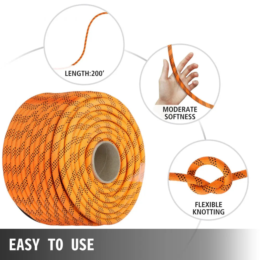 Polyester Rope 9/16" x 200', Load and Pulling Rope, 8600lbs Breaking Strength(Not suitable for rocking climbing, mountain climbing, hanging people, etc.)