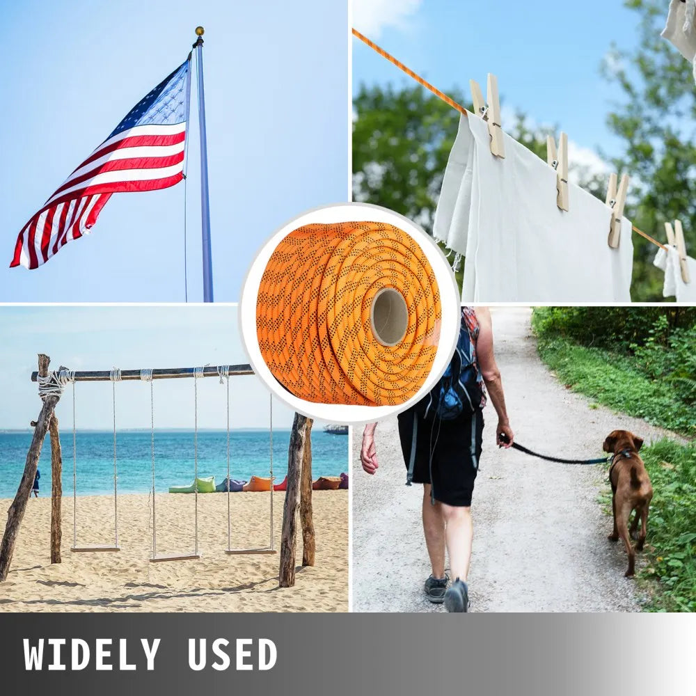 Polyester Rope 9/16" x 200', Load and Pulling Rope, 8600lbs Breaking Strength(Not suitable for rocking climbing, mountain climbing, hanging people, etc.)