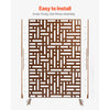 VEVOR Metal Privacy Screen, 36" W x 72" H, Outdoor Privacy Screens & Panels, Freestanding Outdoor Divider with Stand, 3-Panel Decorative Garden Steel Privacy Fence for Balcony Patio Indoor Room Brown
