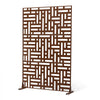 VEVOR Metal Privacy Screen, 36" W x 72" H, Outdoor Privacy Screens & Panels, Freestanding Outdoor Divider with Stand, 3-Panel Decorative Garden Steel Privacy Fence for Balcony Patio Indoor Room Brown