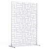 VEVOR Metal Privacy Screen, 47" W x 76" H Outdoor Privacy Screens 3-Panel, Freestanding Outdoor Divider with Stand, Decorative Garden Steel Privacy Fence for Balcony Patio Indoor Room Hot Tub White