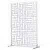 VEVOR Metal Privacy Screen, 47" W x 76" H Outdoor Privacy Screens 3-Panel, Freestanding Outdoor Divider with Stand, Decorative Garden Steel Privacy Fence for Balcony Patio Indoor Room Hot Tub White