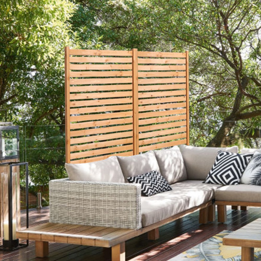 VEVOR Wooden Privacy Screen, 36" W x 76" H Outdoor Privacy Screen, Freestanding Wood Privacy Panel with Stand, Decorative Patio Privacy Screen, Outdoor Divider for Balcony Patio Lawn Garden