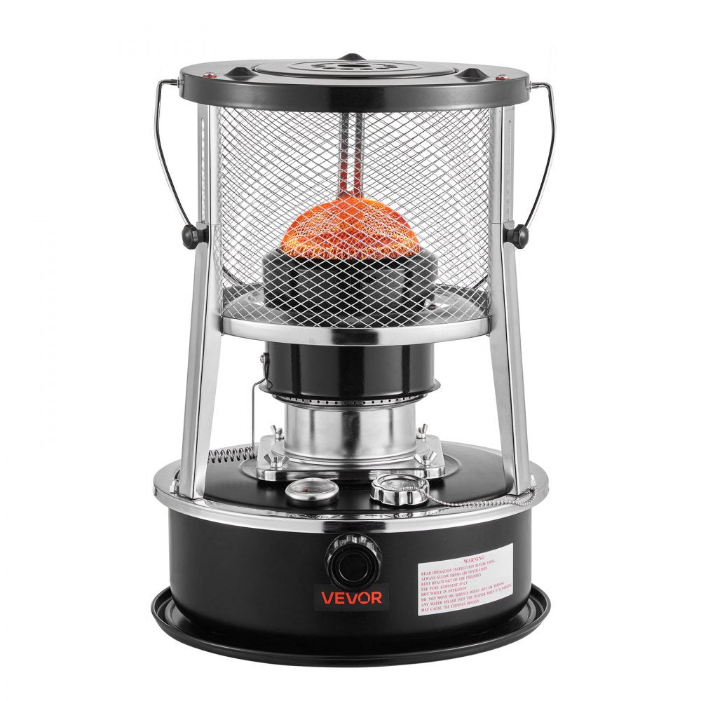 VEVOR 9000 BTU Portable Kerosene Heater & Stove, 2 in 1 Non-Electric Indoor Outdoor Heater with Adjustable Height & Flame & Easy Storage,for Camping, Hunting, Cooking, Home, Garage, Black
