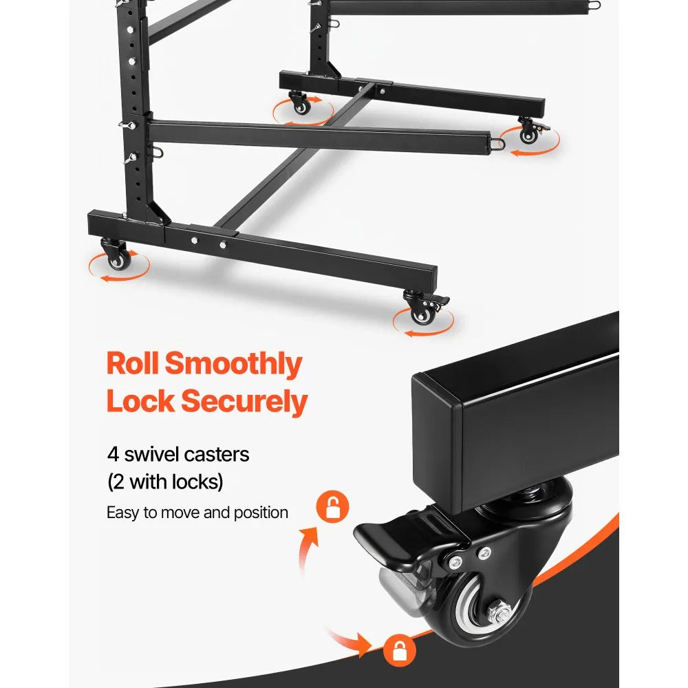 VEVOR Kayak Storage Rack for 2 Kayaks, Holds 175 lbs, Heavy Duty Adjustable Freestanding Stand with Lockable Wheels for Indoor Outdoor Garage Shed Dock, Holder for Canoe, SUP, Surfboard & Paddleboard