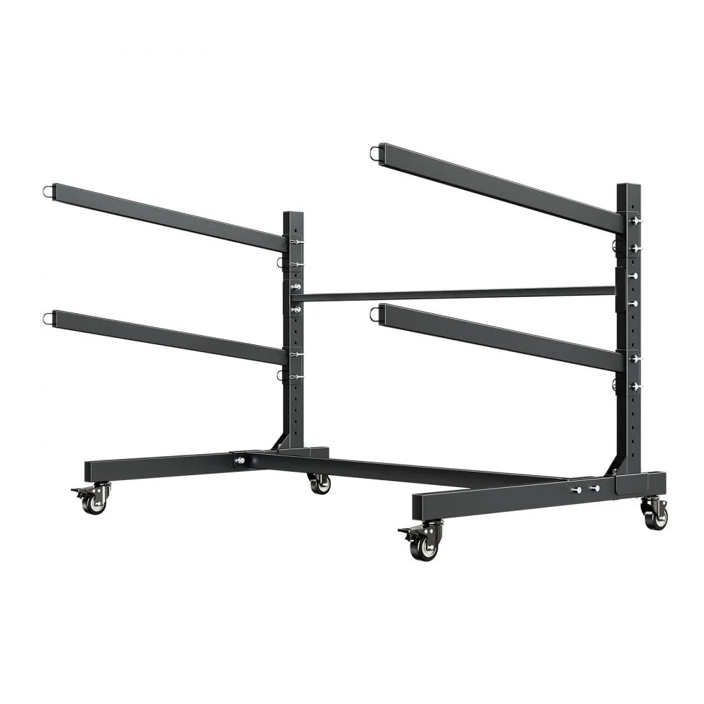 VEVOR Kayak Storage Rack for 2 Kayaks, Holds 175 lbs, Heavy Duty Adjustable Freestanding Stand with Lockable Wheels for Indoor Outdoor Garage Shed Dock, Holder for Canoe, SUP, Surfboard & Paddleboard