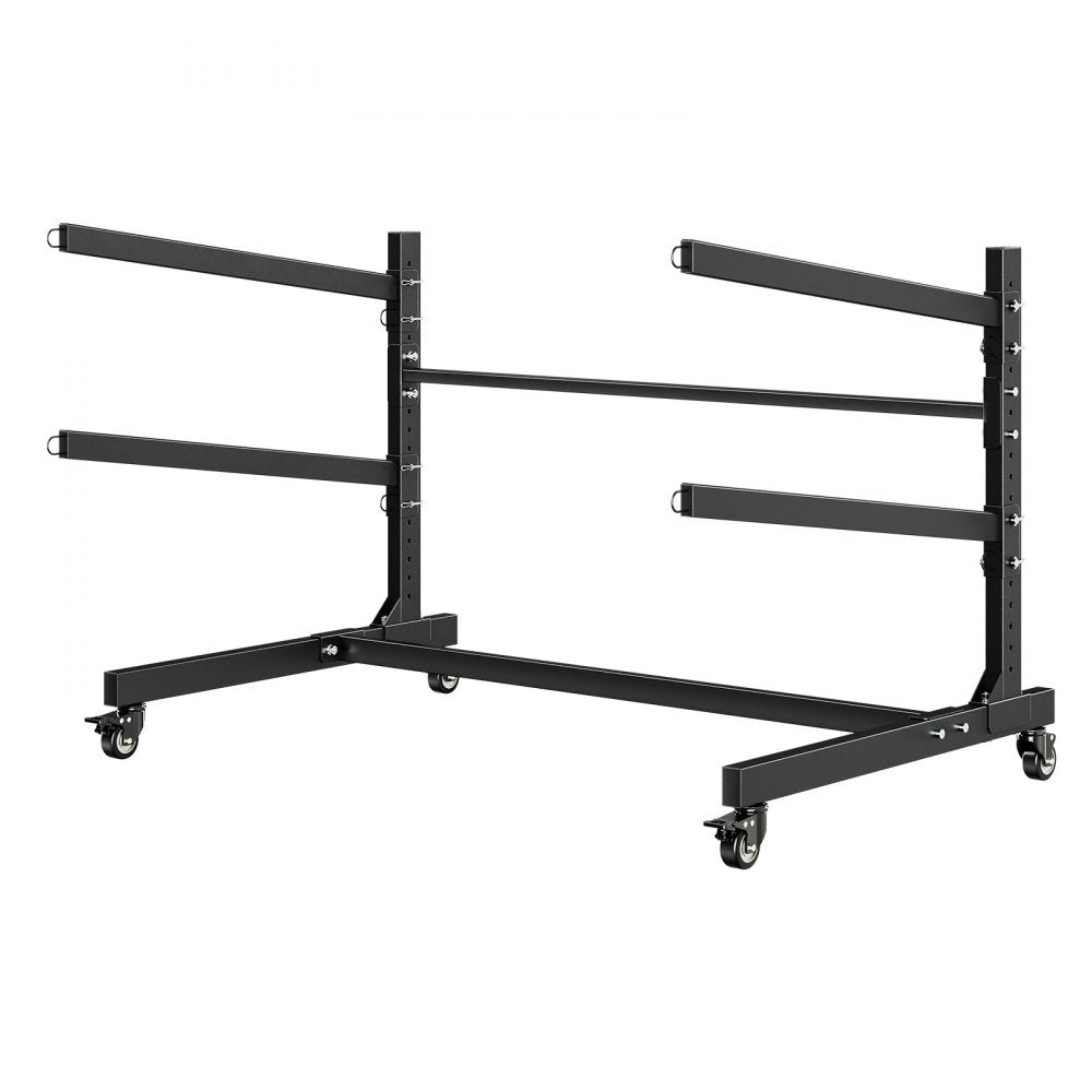 VEVOR Kayak Storage Rack for 2 Kayaks, Holds 175 lbs, Heavy Duty Adjustable Freestanding Stand with Lockable Wheels for Indoor Outdoor Garage Shed Dock, Holder for Canoe, SUP, Surfboard & Paddleboard