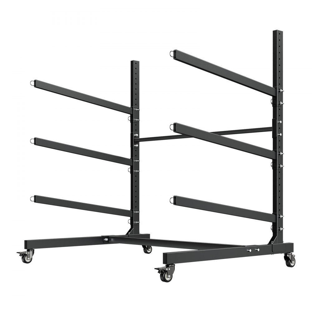 VEVOR Kayak Storage Rack for 3 Kayaks, Holds 200 lbs, Heavy Duty Adjustable Freestanding Stand with Lockable Wheels for Indoor Outdoor Garage Shed Dock, Holder for Canoe, SUP, Surfboard & Paddleboard