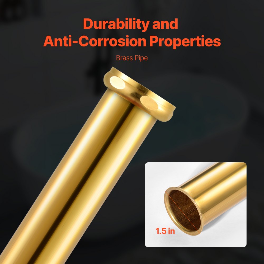VEVOR ABS Freestanding Tub Drain Kit, 2 Brass Tail Pipes, Bathtub Drain Rough-in Kit, with ABS Adapter of Tailpiece, Compatible with Freestanding Bathtubs, Floor Mounted Bathtubs and Island Bathtubs
