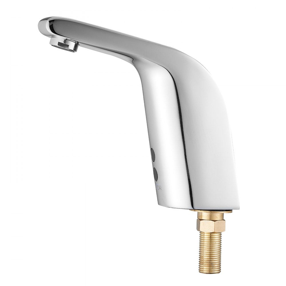 VEVOR Touchless Bathroom Sink Faucet, Automatic Motion Sensor Restroom Toilet Faucet Cold Water with Single Hole, Battery Operated for 9/16 in Pipe Commercial Lavatory,Chrome Plated Silver