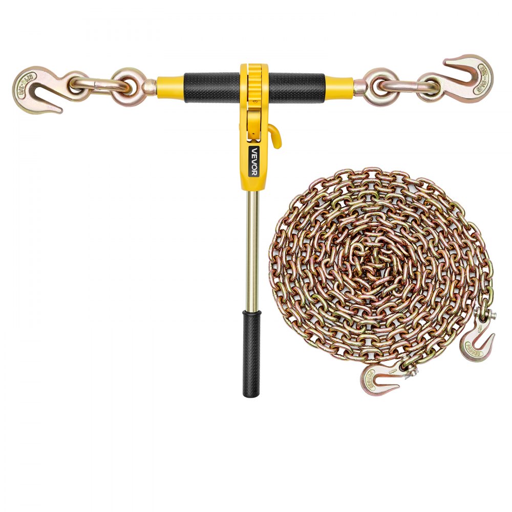 VEVOR Ratchet Chain Binder, 5/16 in x 14 ft G80 Chains, 8000 lbs Working Load of Ratchet Load Binder, Chains and Binders Set, Tie Down Hauling Chain Binders for Hauling, Towing, Logging (2 Sets)