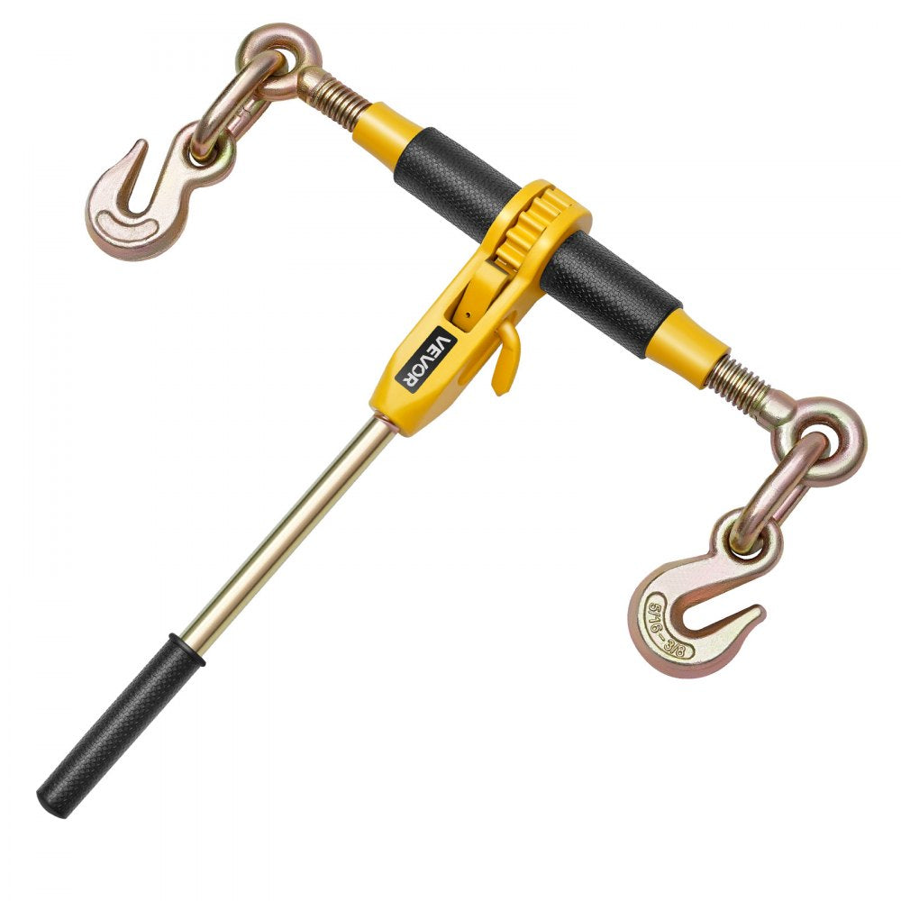 VEVOR Ratchet Chain Binder, 5/16 in x 12.8 ft G80 Chains, 8000 lbs Working Load of Ratchet Load Binder, Chains and Binders Set, Tie Down Hauling Chain Binders for Hauling, Towing, Logging (2 Sets)