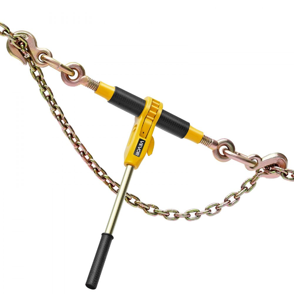VEVOR Ratchet Chain Binder, 5/16 in x 12.8 ft G80 Chains, 8000 lbs Working Load of Ratchet Load Binder, Chains and Binders Set, Tie Down Hauling Chain Binders for Hauling, Towing, Logging (2 Sets)
