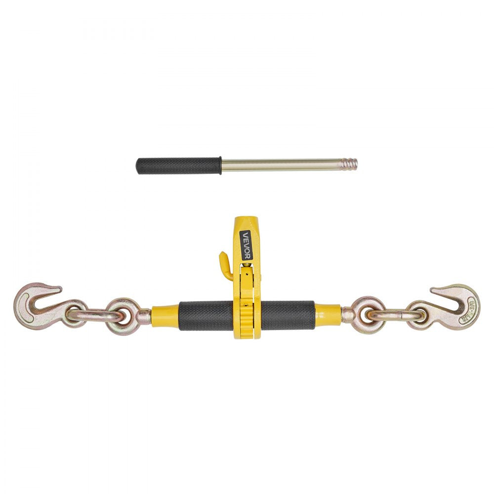 VEVOR Ratchet Chain Binder, 5/16 in x 12.8 ft G80 Chains, 8000 lbs Working Load of Ratchet Load Binder, Chains and Binders Set, Tie Down Hauling Chain Binders for Hauling, Towing, Logging (2 Sets)