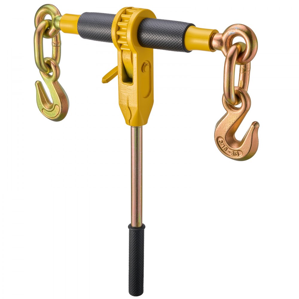VEVOR Ratchet Chain Binder, 5/16"-3/8" Heavy Duty Load Binders with G80 Chains, 7100 lbs Secure Load Limit, Labor-saving Anti-skid Handle, Tie Down Hauling Chain Binders for Flatbed Truck Trailer, 2 P