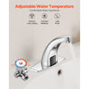 VEVOR Touchless Bathroom Sink Faucet, Automatic Motion Sensor Restroom Toilet Faucet with Hole Cover Plate, Battery Operated,Hot/Cold Water for 9/16 in Pipe Commercial Lavatory,Chrome Plated Silver