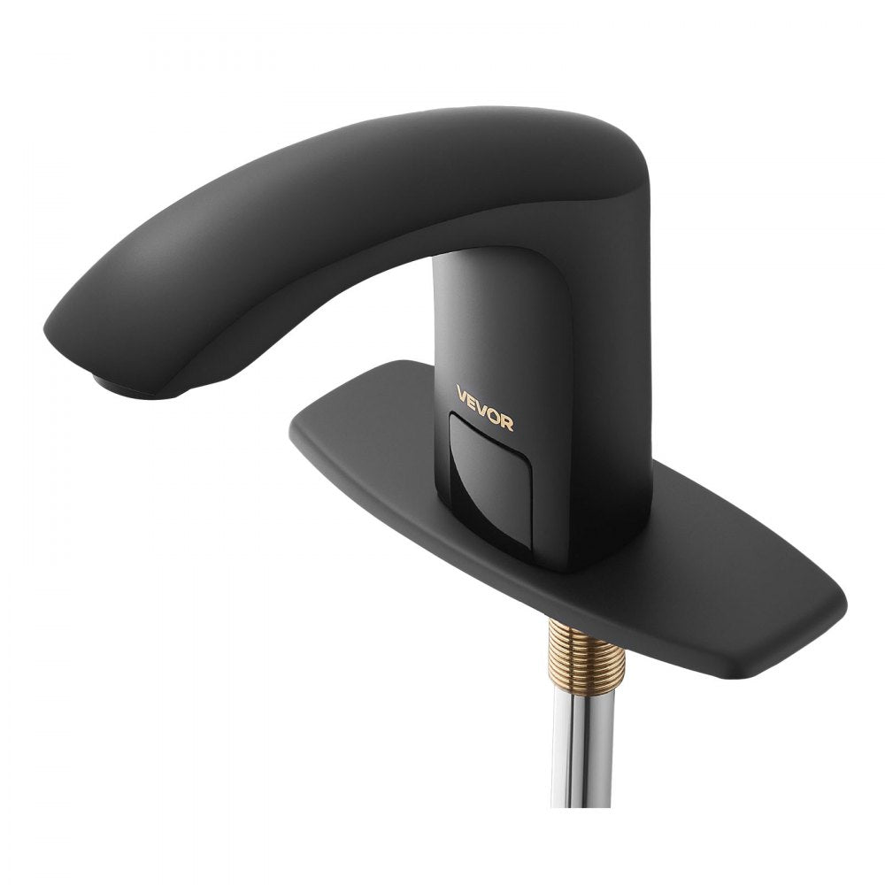 VEVOR Touchless Bathroom Sink Faucet, Automatic Motion Sensor Restroom Toilet Faucet with Hole Cover Plate, Battery Operated,Adjustable Temperature for 9/16 in Pipe Commercial Lavatory,Matte Black