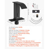 VEVOR Touchless Bathroom Sink Faucet, Automatic Motion Sensor Waterfall Restroom Toilet Faucet with Hole Cover Plate, Battery Operated,Hot/Cold Water for 9/16 in Pipe Commercial Lavatory,Matte Black