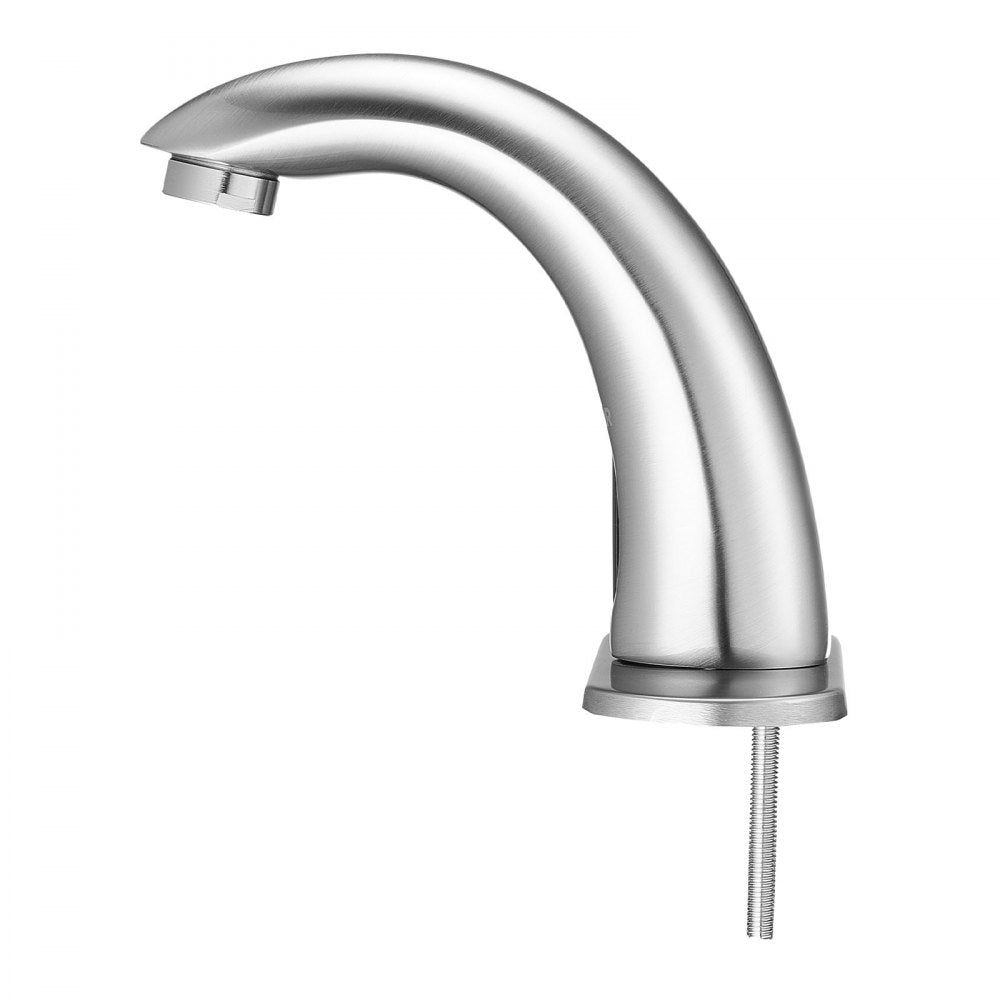 VEVOR Touchless Bathroom Sink Faucet, Automatic Motion Sensor Restroom Toilet Faucet with Hole Cover Plate, Battery Operated,Adjustable Temp for 9/16 in Pipe Commercial Lavatory,Brushed Nickel Silver