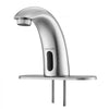 VEVOR Touchless Bathroom Sink Faucet, Automatic Motion Sensor Restroom Toilet Faucet with Hole Cover Plate, Battery Operated,Adjustable Temp for 9/16 in Pipe Commercial Lavatory,Brushed Nickel Silver