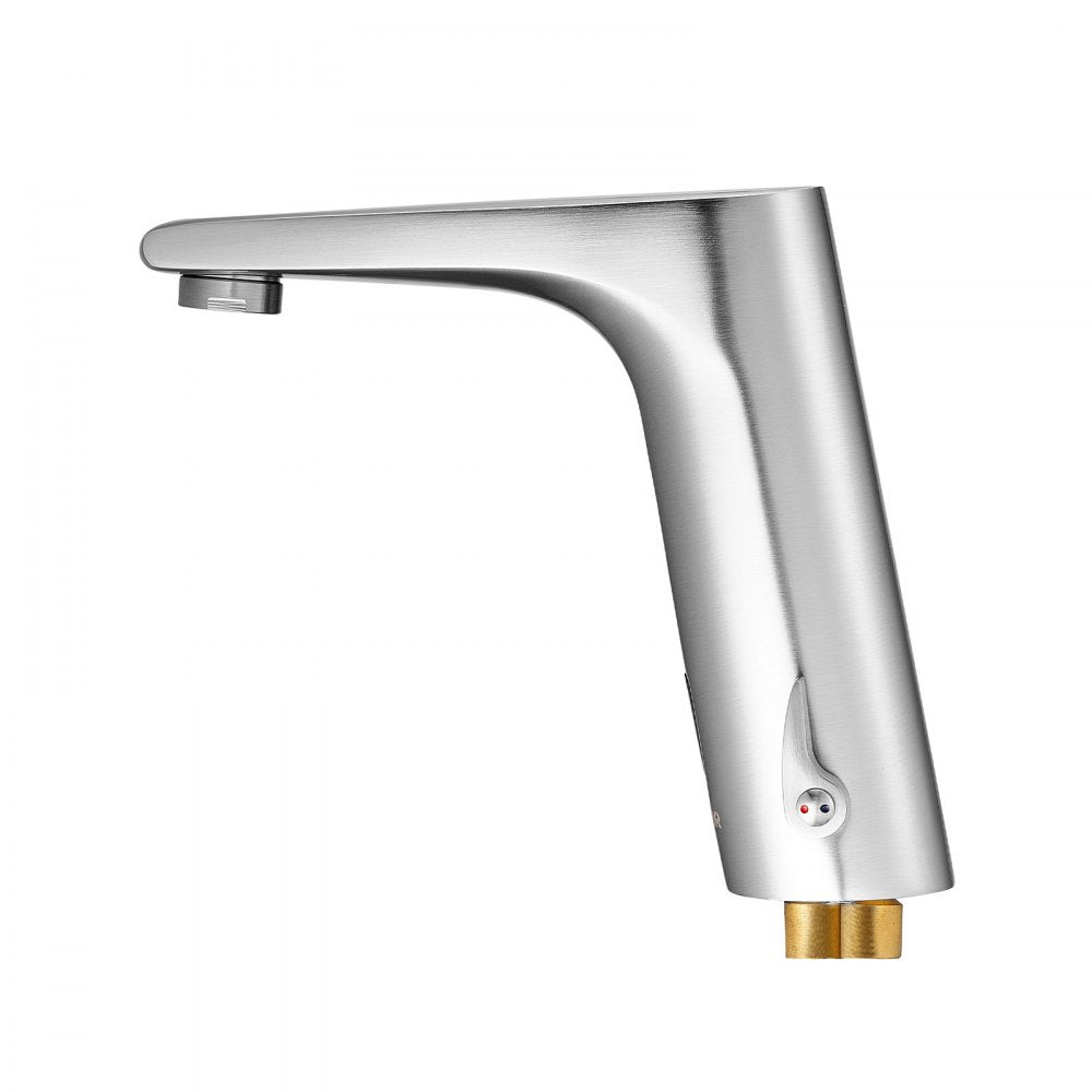 VEVOR Touchless Bathroom Sink Faucet, Automatic Motion Sensor Restroom Toilet Faucet, HandsFree Adjustable Cold Hot Single Handle Water Mixer Battery Operated for 9/16 in Pipe,Brushed Nickel Silver