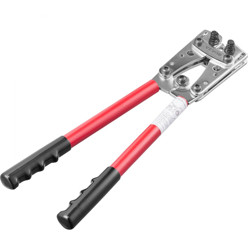 VEVOR Battery Cable Lug Crimping Tool, 10-1/0AWG with Cable Cutter and 48PCS Copper Ring Terminals, 6 Wire Sizes Crimping Die and 100pcs Heat Shrink Tubes, for Heavy Duty Wire Lugs