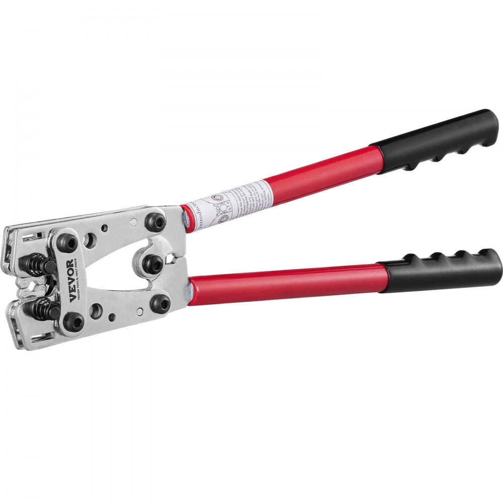VEVOR Battery Cable Lug Crimping Tool, 10-1/0AWG with Cable Cutter and 48PCS Copper Ring Terminals, 6 Wire Sizes Crimping Die and 100pcs Heat Shrink Tubes, for Heavy Duty Wire Lugs