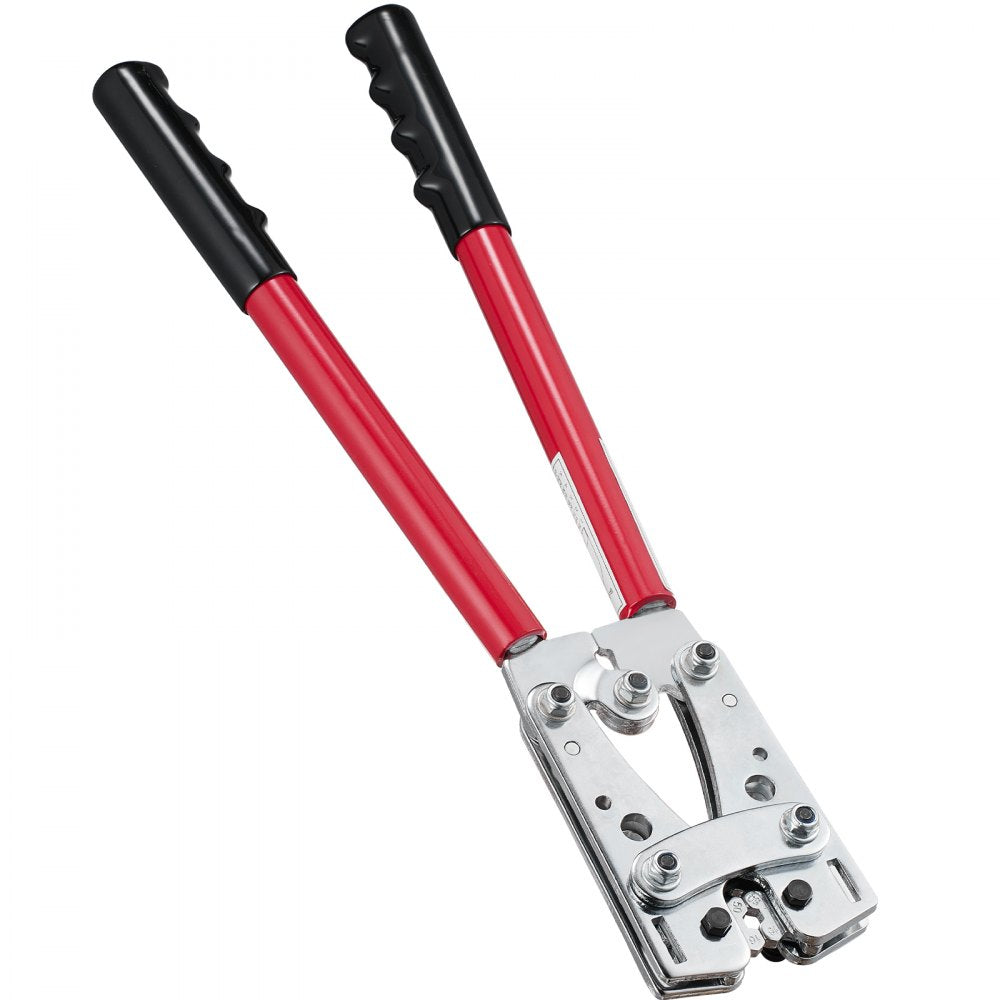 VEVOR Battery Cable Lug Crimping Tool, 10-1/0 AWG with Heavy Duty Wire Lugs, with 60PCS Aluminum Ring Connectors Terminals 6 Wire Sizes Crimping Die Aluminum Terminal Battery Lug Crimper