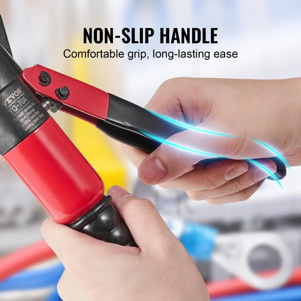 VEVOR Hydraulic Crimping Tool with 9 Sets of  Dies AWG12-2/0 Copper And Aluminum Terminal Battery Lug Crimper, with a Cutting Pliers, Gloves, 5pcs Copper Ring Connectors, 8pcs Heat Shrink Sleeves