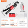 VEVOR Hydraulic Crimping Tool with 9 Sets of  Dies AWG12-2/0 Copper And Aluminum Terminal Battery Lug Crimper, with a Cutting Pliers, Gloves, 5pcs Copper Ring Connectors, 8pcs Heat Shrink Sleeves
