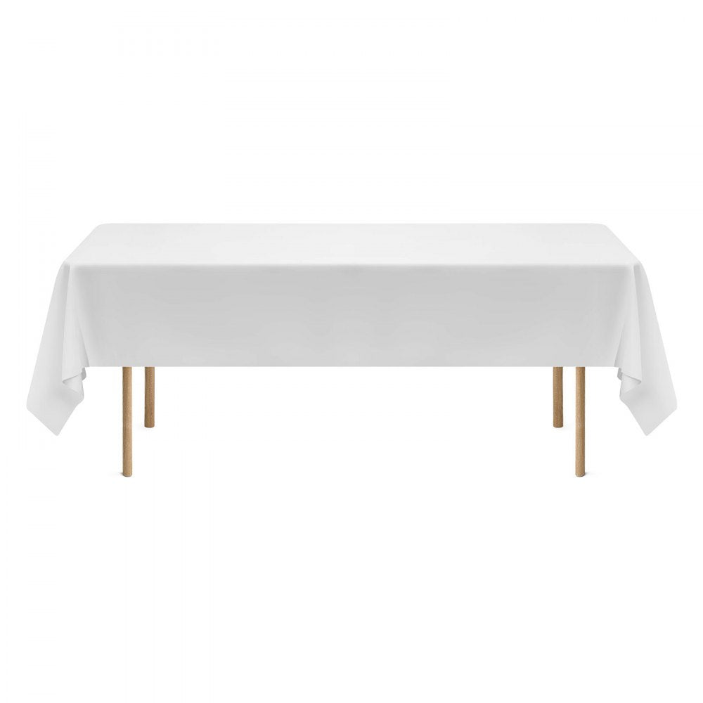 VEVOR White Tablecloths for Rectangle Tables, 10 Pack, 60 x 102 Inches, Reusable and Machine Washable Table Clothes, Wrinkle-Resistant Polyester Fabric Table Covers for Wedding, Party, Banquet