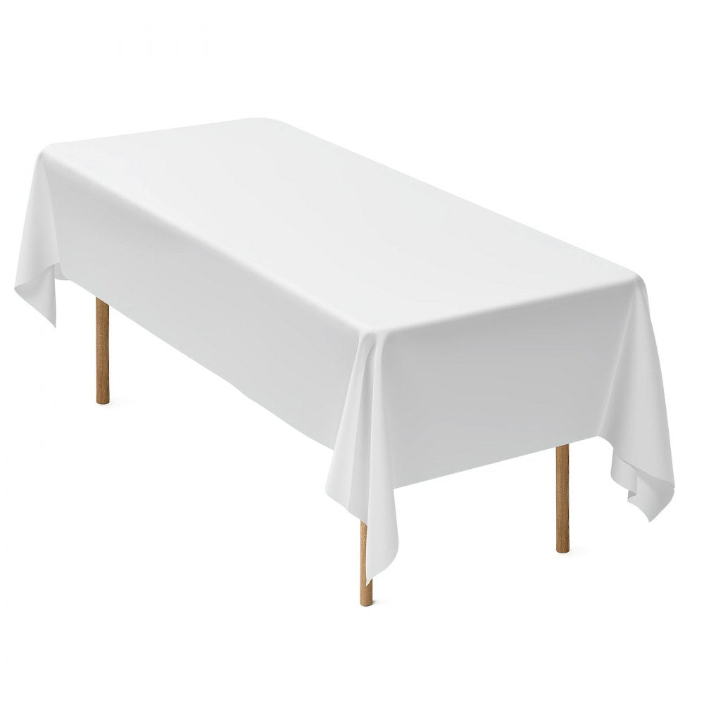 VEVOR White Tablecloths for Rectangle Tables, 6 Pack, 60 x 102 Inches, Reusable and Machine Washable Table Clothes, Wrinkle-Resistant Polyester Fabric Table Covers for Wedding, Party, Banquet