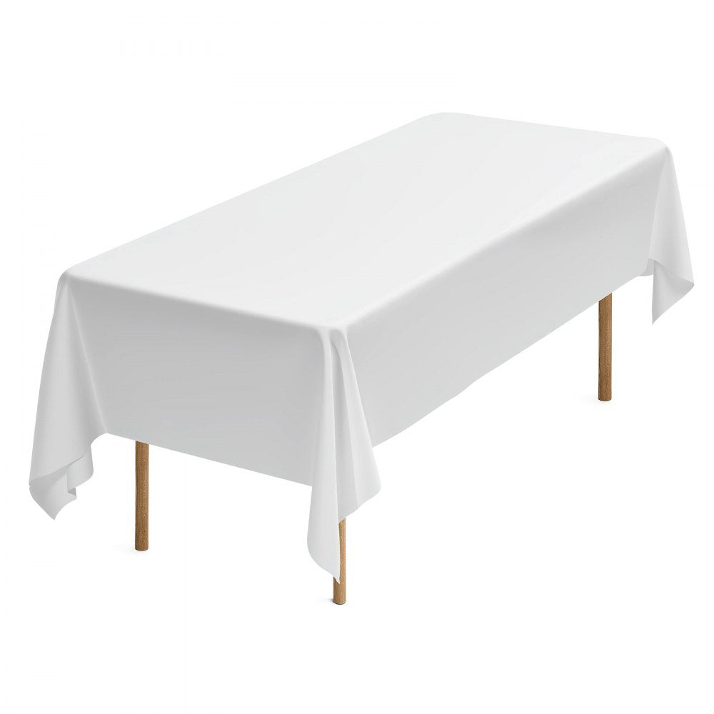 VEVOR White Tablecloths for Rectangle Tables, 6 Pack, 60 x 102 Inches, Reusable and Machine Washable Table Clothes, Wrinkle-Resistant Polyester Fabric Table Covers for Wedding, Party, Banquet