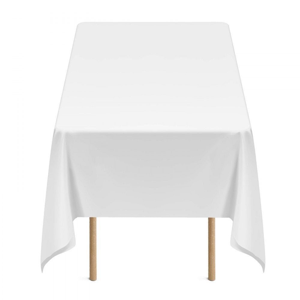 VEVOR White Tablecloths for Rectangle Tables, 6 Pack, 60 x 102 Inches, Reusable and Machine Washable Table Clothes, Wrinkle-Resistant Polyester Fabric Table Covers for Wedding, Party, Banquet
