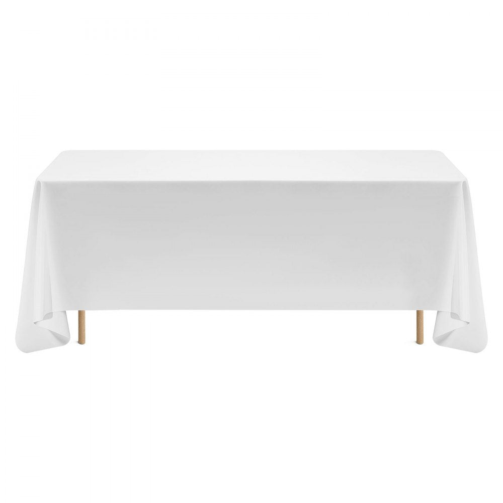 VEVOR White Tablecloths for Rectangle Tables, 10 Pack, 70 x 120 Inches, Reusable and Machine Washable Table Clothes, Wrinkle-Resistant Polyester Fabric Table Covers for Wedding, Party, Banquet