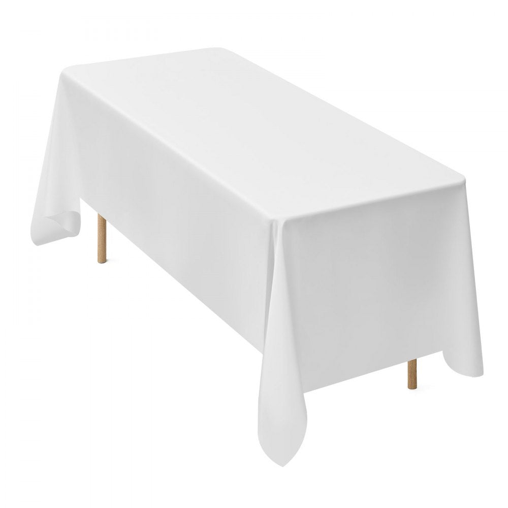 VEVOR White Tablecloths for Rectangle Tables, 10 Pack, 70 x 120 Inches, Reusable and Machine Washable Table Clothes, Wrinkle-Resistant Polyester Fabric Table Covers for Wedding, Party, Banquet