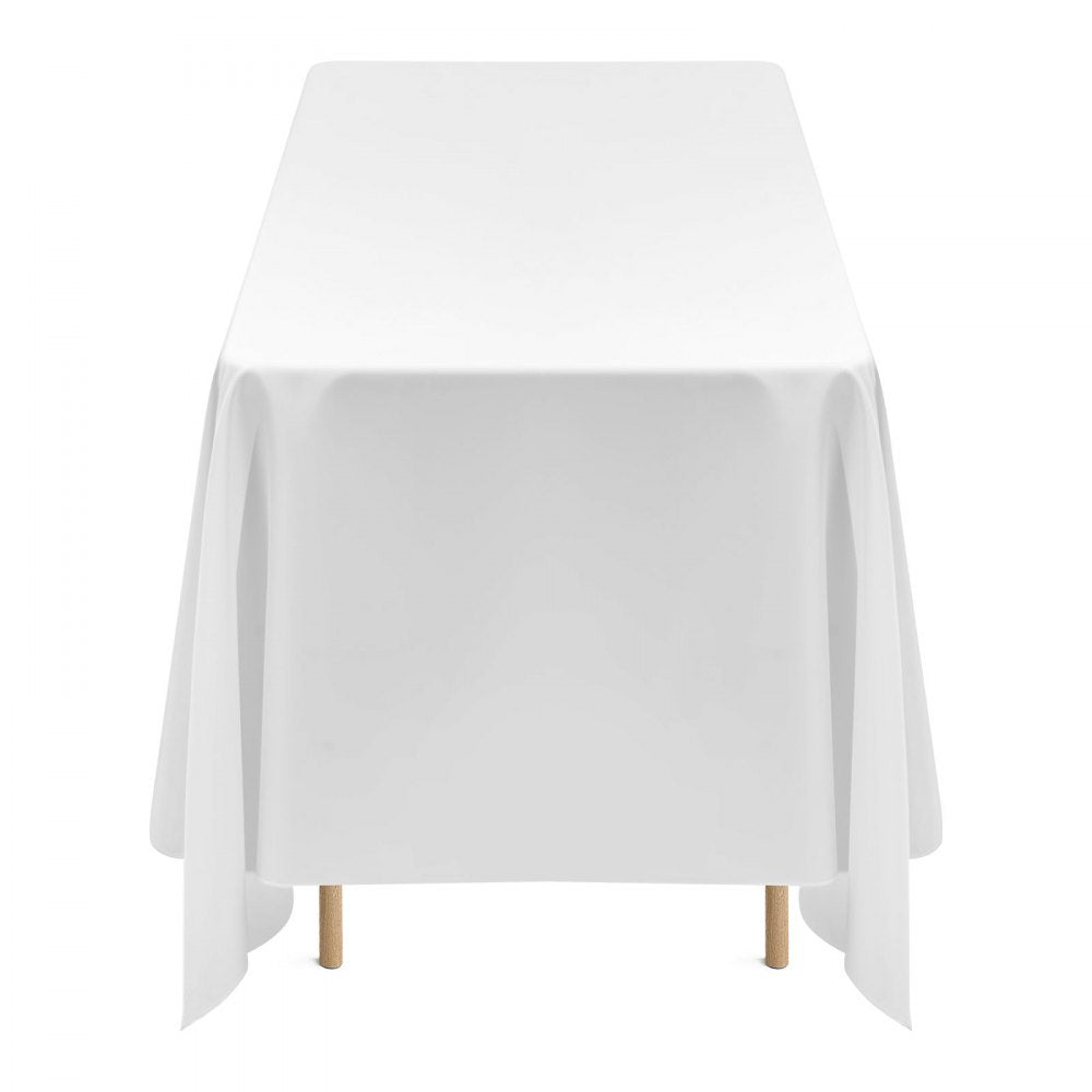 VEVOR White Tablecloths for Rectangle Tables, 10 Pack, 70 x 120 Inches, Reusable and Machine Washable Table Clothes, Wrinkle-Resistant Polyester Fabric Table Covers for Wedding, Party, Banquet