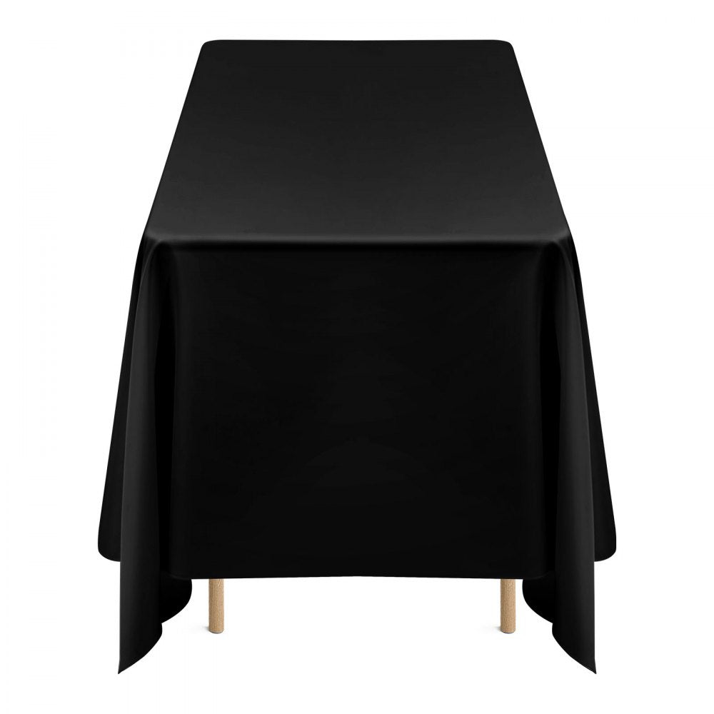 VEVOR Black Tablecloths for Rectangle Tables, 6 Pack, 70 x 120 Inches, Reusable and Machine Washable Table Clothes, Wrinkle-Resistant Polyester Fabric Table Covers for Wedding, Party, Banquet