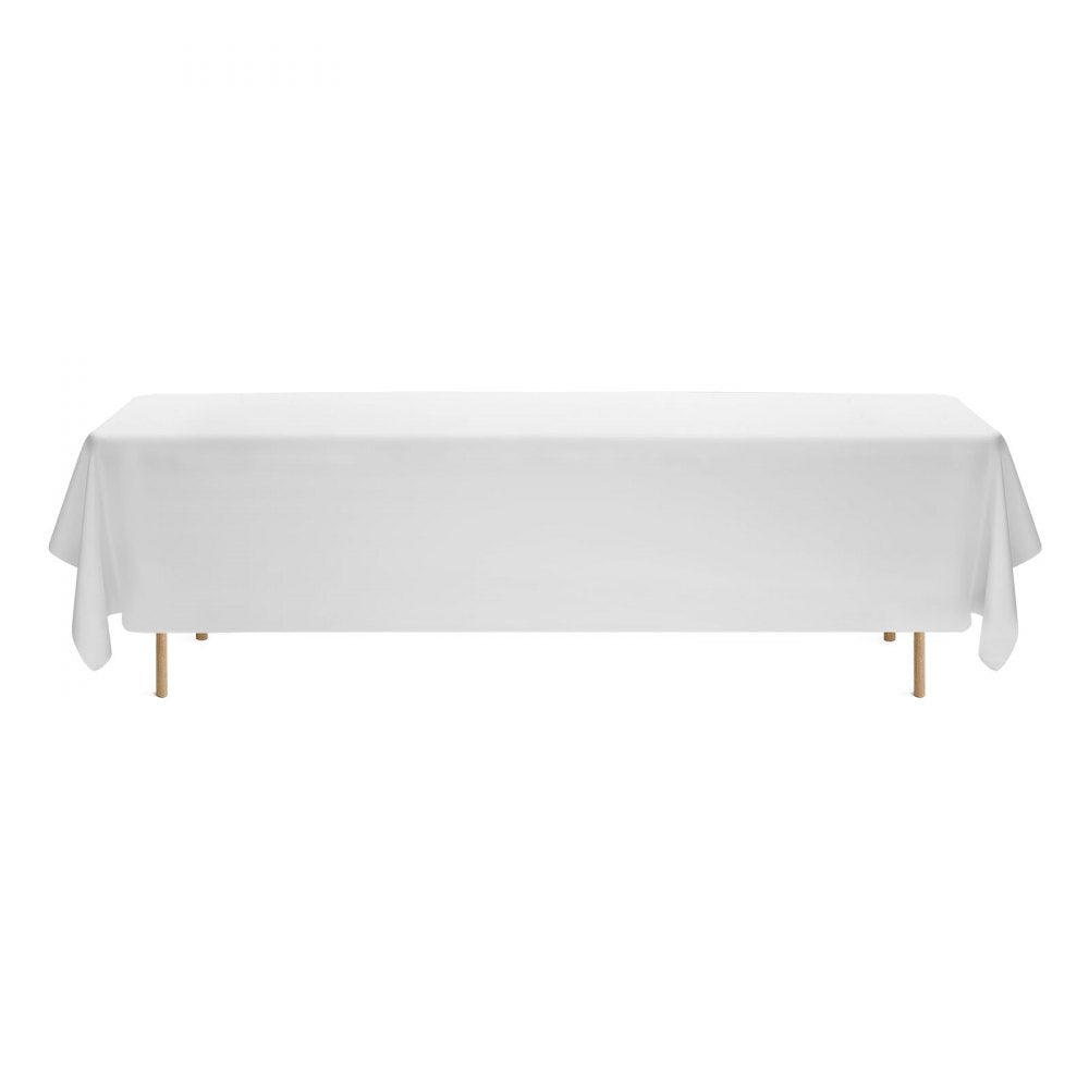 VEVOR White Tablecloths for Rectangle Tables, 6 Pack, 90 x 132 Inches, Reusable and Machine Washable Table Clothes, Wrinkle-Resistant Polyester Fabric Table Covers for Wedding, Party, Banquet