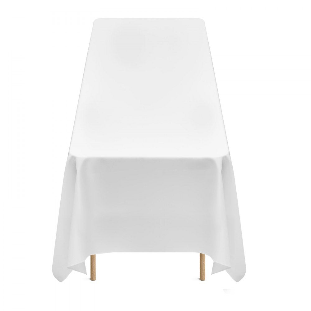 VEVOR White Tablecloths for Rectangle Tables, 6 Pack, 90 x 132 Inches, Reusable and Machine Washable Table Clothes, Wrinkle-Resistant Polyester Fabric Table Covers for Wedding, Party, Banquet