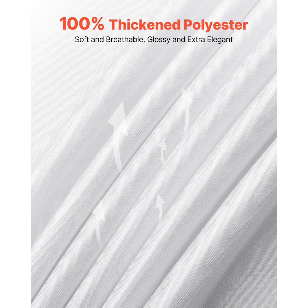 VEVOR White Round Tablecloths 10 Pack, 90 Inches in Diameter, Stain- & Wrinkle- Resistant, Machine Washable Table Clothes, Polyester Fabric Table Covers for Wedding, Party, Banquet, Formal Events