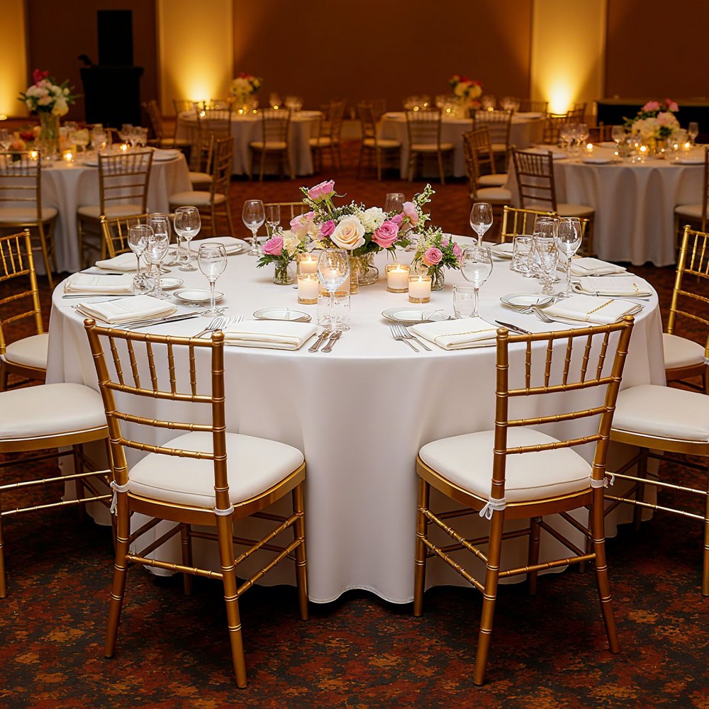 VEVOR White Round Tablecloths 10 Pack, 90 Inches in Diameter, Stain- & Wrinkle- Resistant, Machine Washable Table Clothes, Polyester Fabric Table Covers for Wedding, Party, Banquet, Formal Events