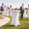 VEVOR Cocktail Tablecloth, 32 x 43 in, 6 Pack, White Stretch Spandex Covers, for Party Wedding Cocktail Banquet Festival, Washable, Reusable, High Top, Tight, Fitted Table Cloth with 4 Foot Pockets