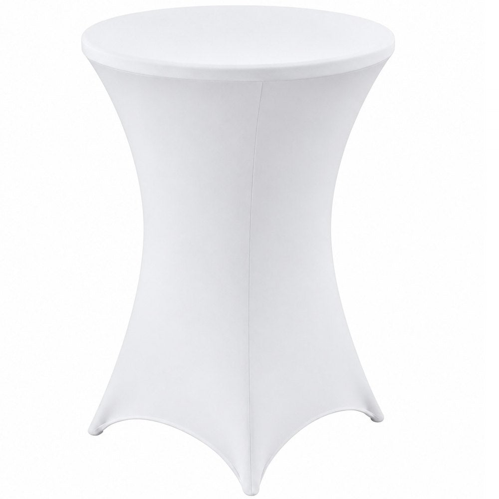 VEVOR Cocktail Tablecloth, 32 x 43 in, 6 Pack, White Stretch Spandex Covers, for Party Wedding Cocktail Banquet Festival, Washable, Reusable, High Top, Tight, Fitted Table Cloth with 4 Foot Pockets