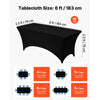 VEVOR 10 Pack Table Cloth for 6FT Rectangular Fitted Events, Wrinkle-Resistant Stretch Black Table Covers, Washable Spandex Tablecloth Protector, for Party, Wedding, Cocktail, Banquet, Festival