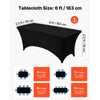 VEVOR 3 Pack Table Cloth for 6FT Rectangular Fitted Events, Wrinkle-Resistant Stretch Black Table Covers, Washable Spandex Tablecloth Protector, for Party, Wedding, Cocktail, Banquet, Festival