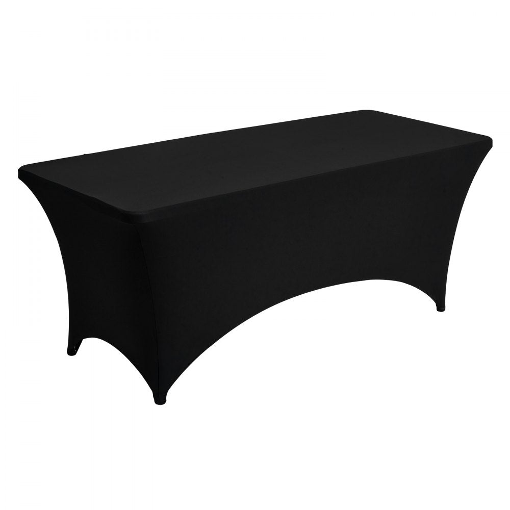 VEVOR 3 Pack Table Cloth for 6FT Rectangular Fitted Events, Wrinkle-Resistant Stretch Black Table Covers, Washable Spandex Tablecloth Protector, for Party, Wedding, Cocktail, Banquet, Festival
